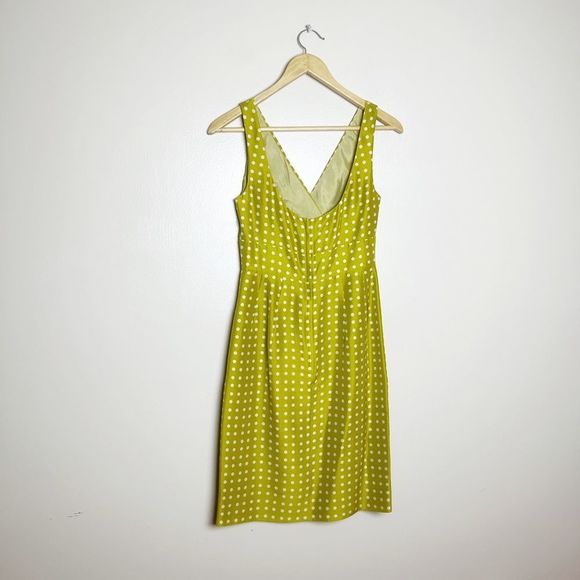 SALE! Chartreuse J. Crew Polka Dot Rosette Dress Size 2 EUC - Picture 2 of 5